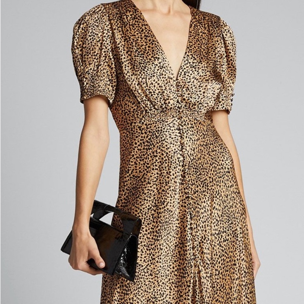 SALONI Black and Tan Patterned Maxi Dress
